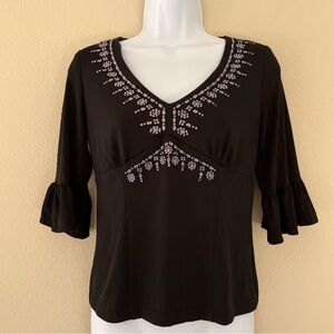 Vintage 90s Y2K Dress Barn‎ Womens Babydoll Top Small Bell Sleeve Whimsigoth